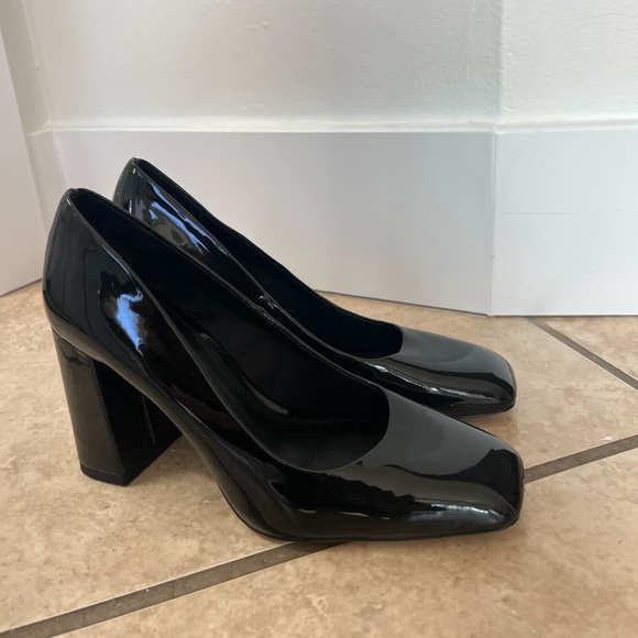 H&M NEW black block heels size 6.5 37 - Picture 2 of 4